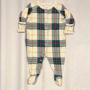 Hanna Andersson Plaid Footie - Green, Yellow, Red, White